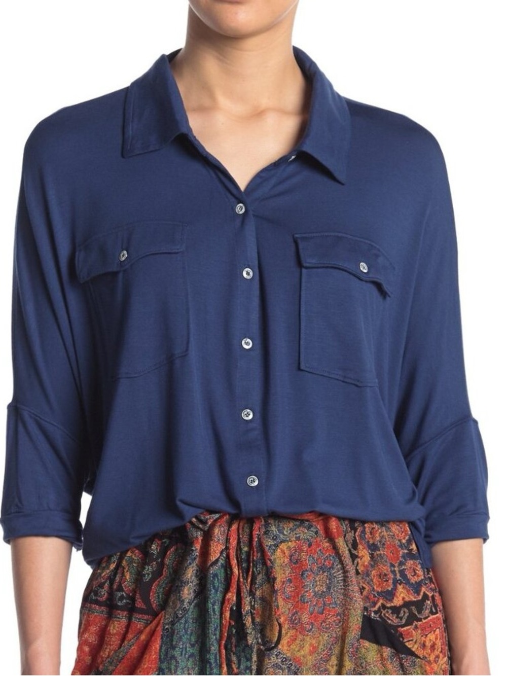 Free People WE THE FREE  Andy Button Up Front Pocket Tee | women’s medium